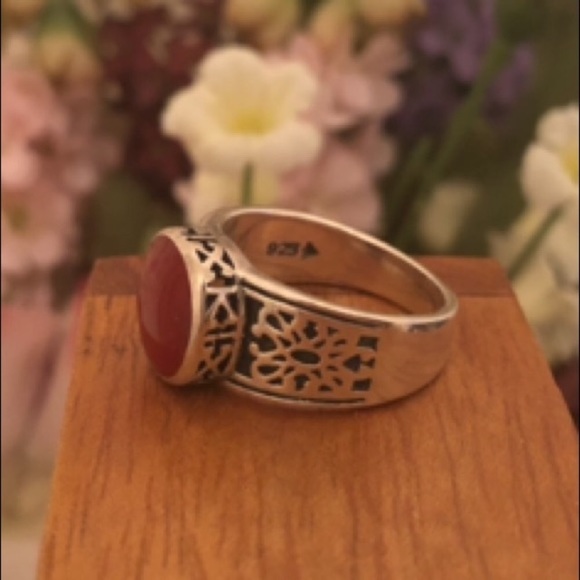 RARE Silpada Sterling Silver Red Stone Ring R1465 Size 7 - Picture 7 of 10